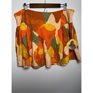 Fe Noel x Target Mixed Paint Print Linen Blend Mini Skirt Size 16 Multicolor